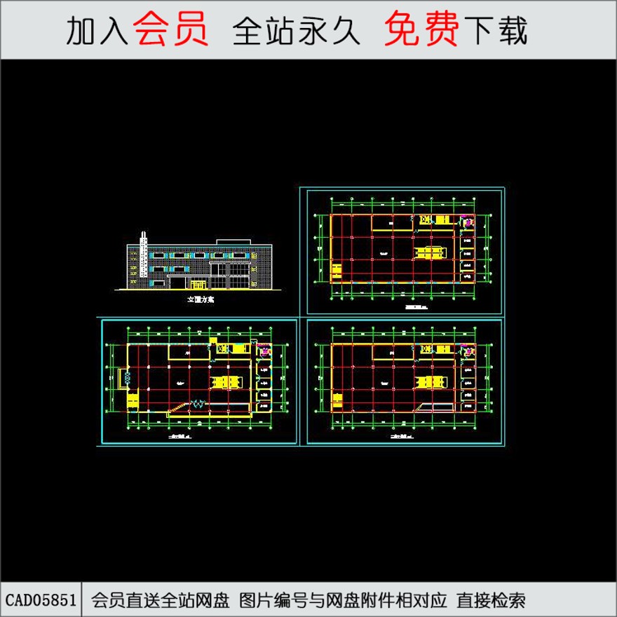 某商场设计方案-CAD方案平面图/立剖面图/施工图系列