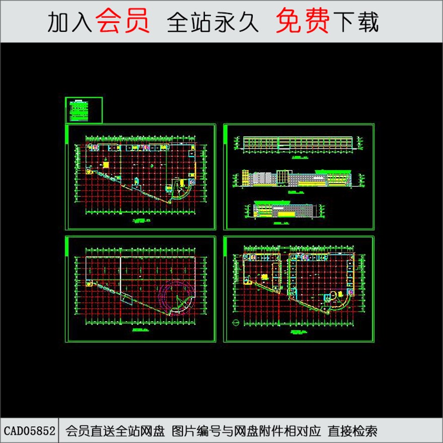 某商城1栋建筑施工图-CAD方案平面图/立剖面图/施工图系列