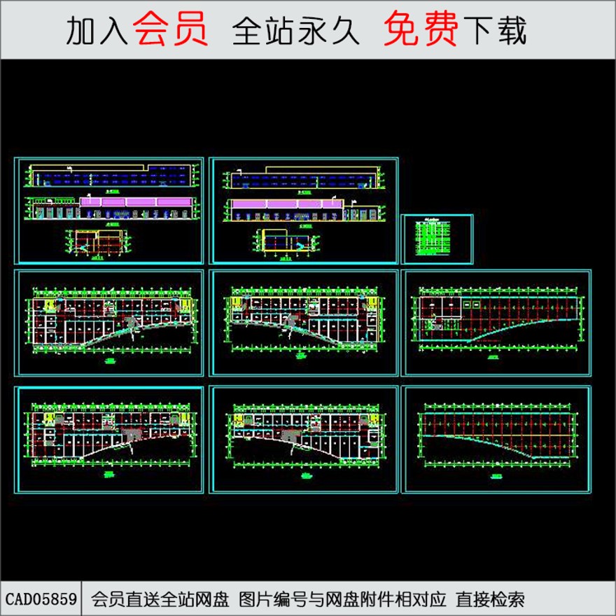 某商城建筑施工图-CAD方案平面图/立剖面图/施工图系列