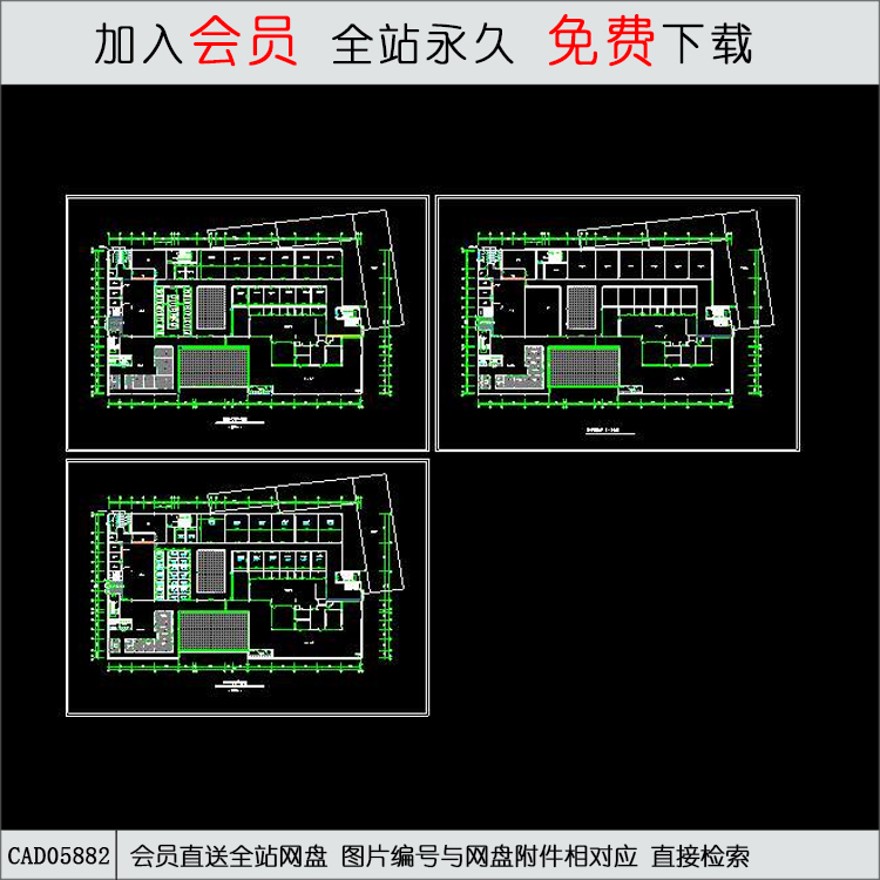 商场平面设计方案图-CAD方案平面图/立剖面图/施工图系列