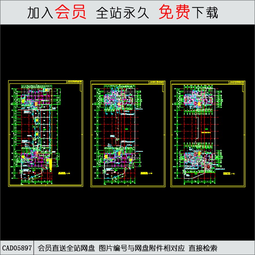 商场平面图纸-CAD方案平面图/立剖面图/施工图系列