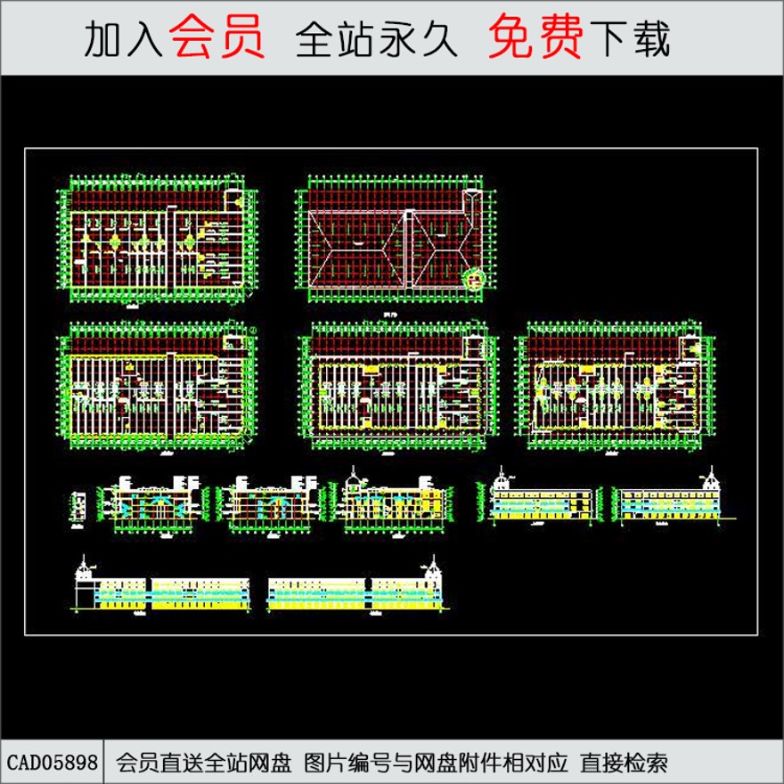 商场全套施工图-CAD方案平面图/立剖面图/施工图系列