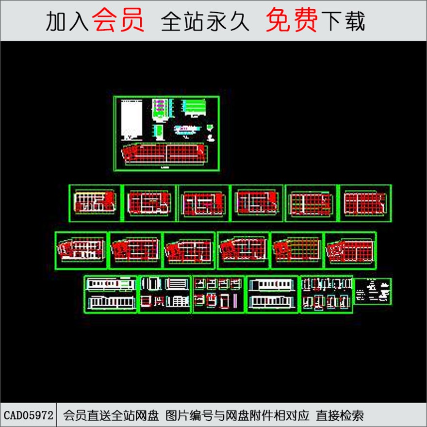 规模化商场建筑施工图-CAD方案平面图/立剖面图/施工图系列