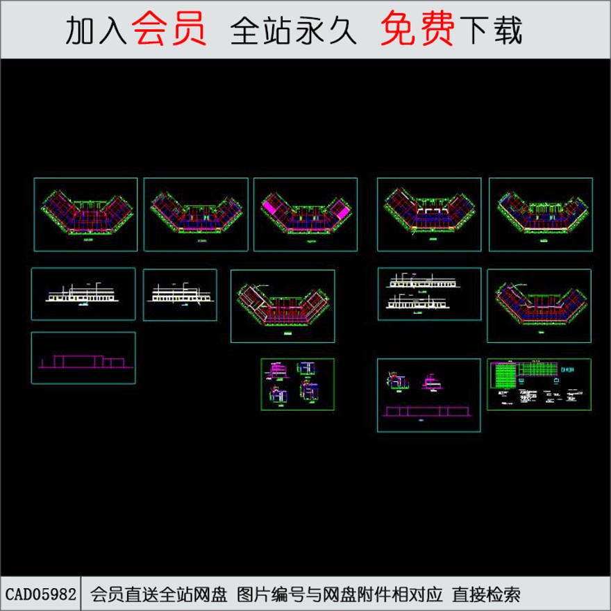 仿古街建筑施工图-CAD方案平面图/立剖面图/施工图系列