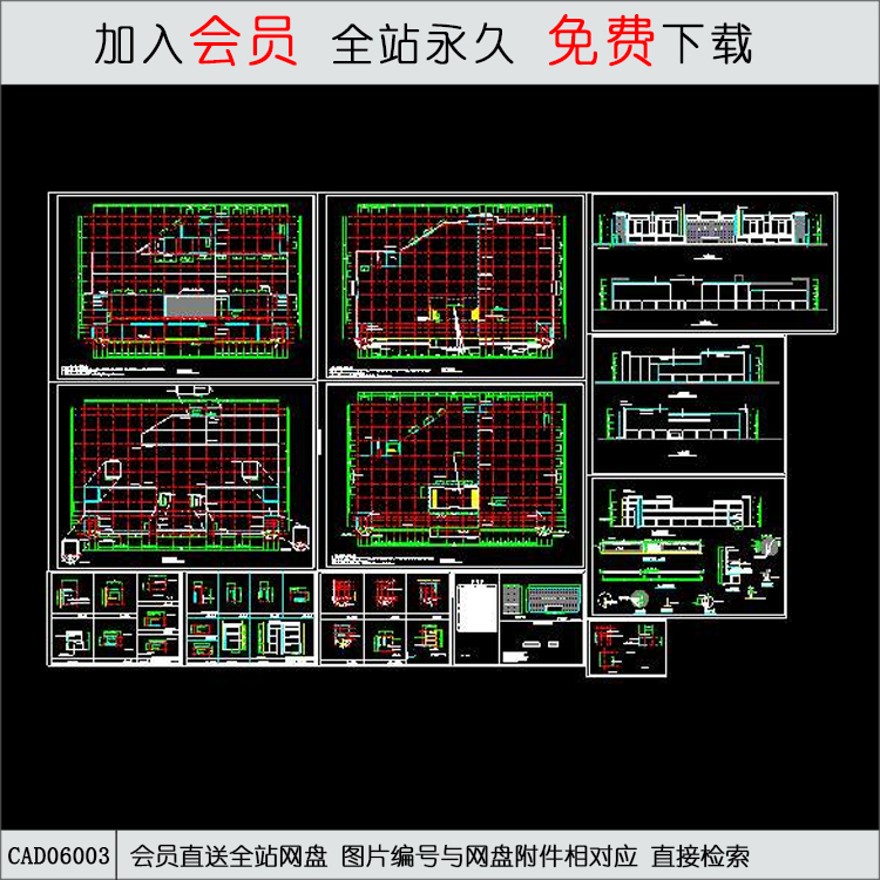 某规模化超市全套施工图.d-CAD方案平面图/立剖面图/施工图系列