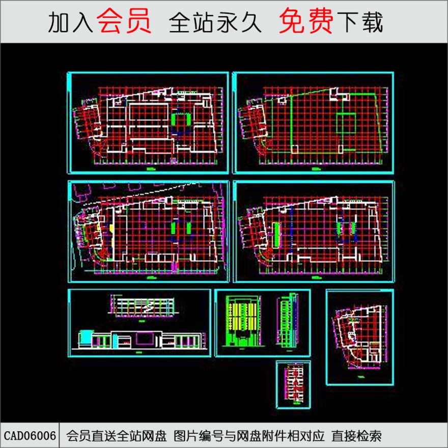 某规模化商场设计方案-CAD方案平面图/立剖面图/施工图系列