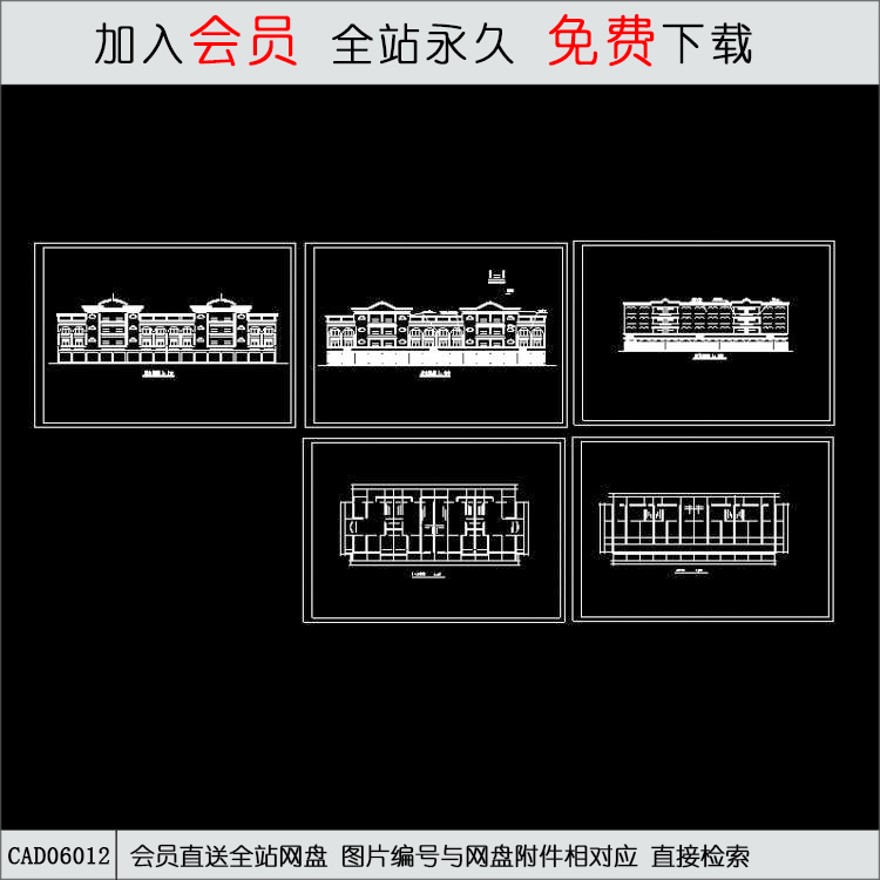 某欧式美式商场平立面建筑图-CAD方案平面图/立剖面图/施工图系列