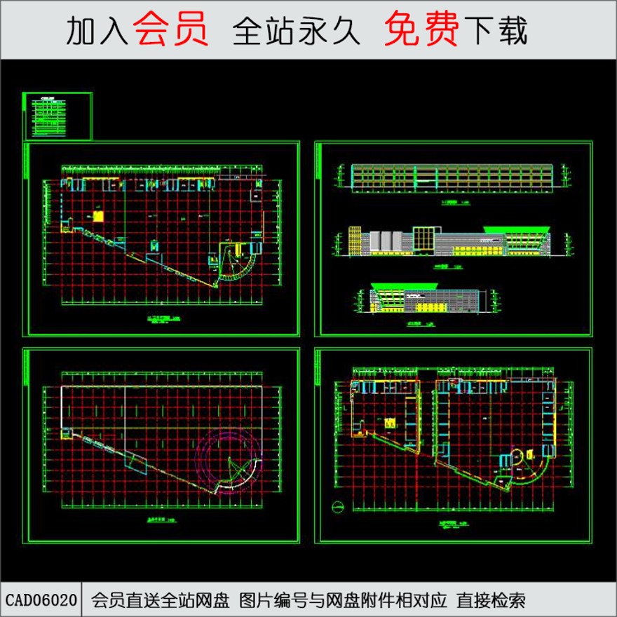 某商城1栋建筑施工图-CAD方案平面图/立剖面图/施工图系列