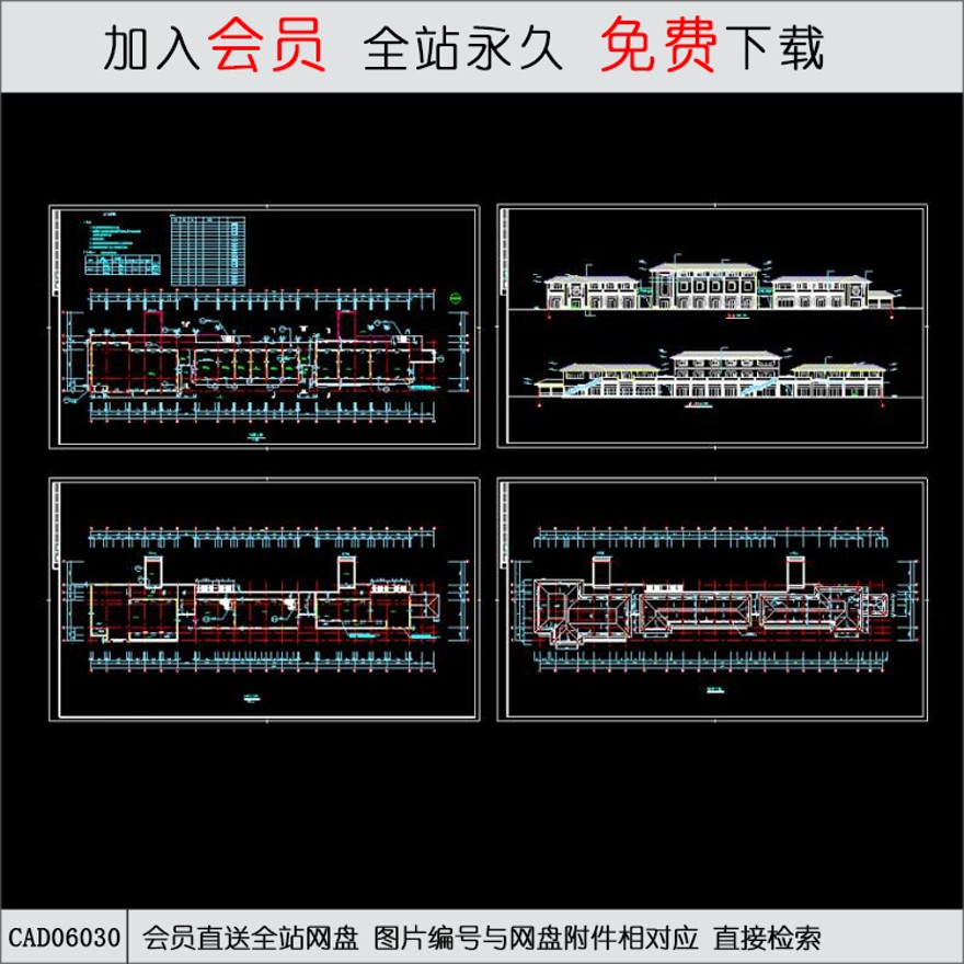 某商业街设计建筑图-CAD方案平面图/立剖面图/施工图系列