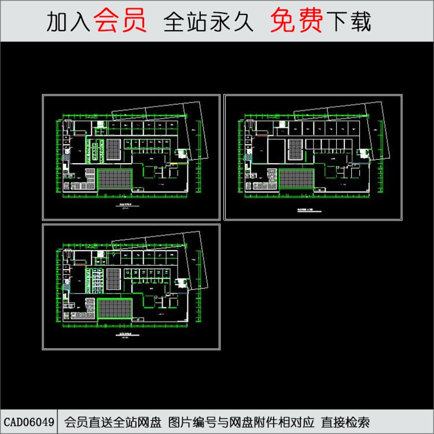 商场平面设计方案图-CAD方案平面图/立剖面图/施工图系列