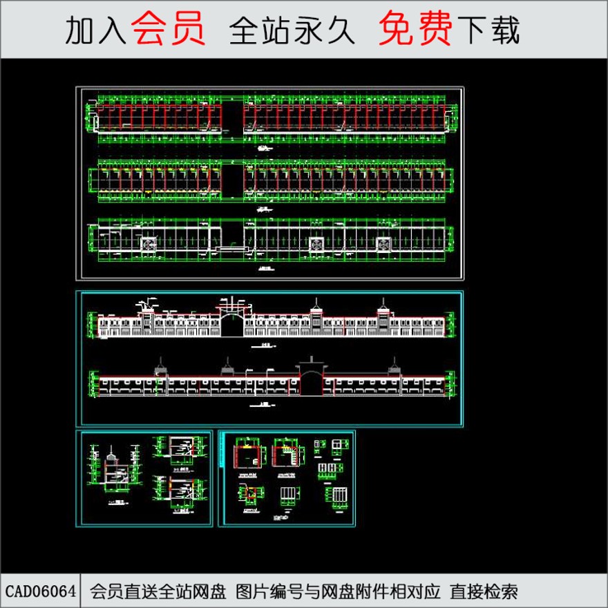 商铺设计扩出图-CAD方案平面图/立剖面图/施工图系列