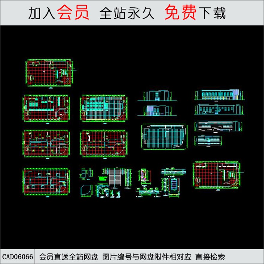 商业大厦建筑施工图[-CAD方案平面图/立剖面图/施工图系列