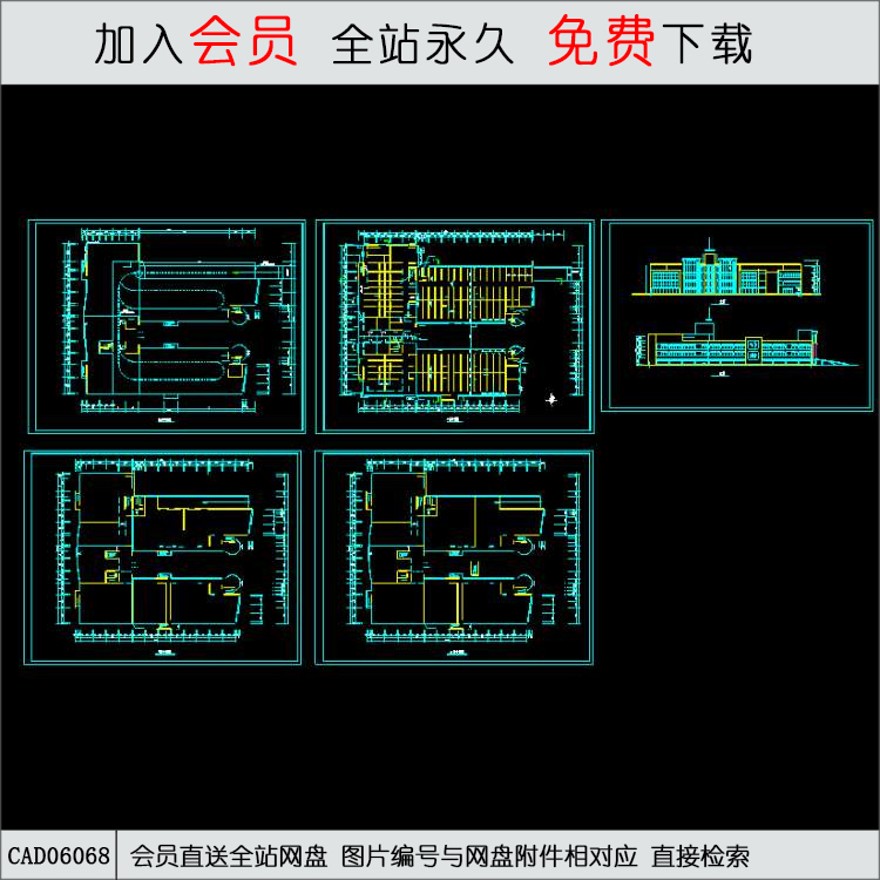 商业广场平立面建筑图-CAD方案平面图/立剖面图/施工图系列