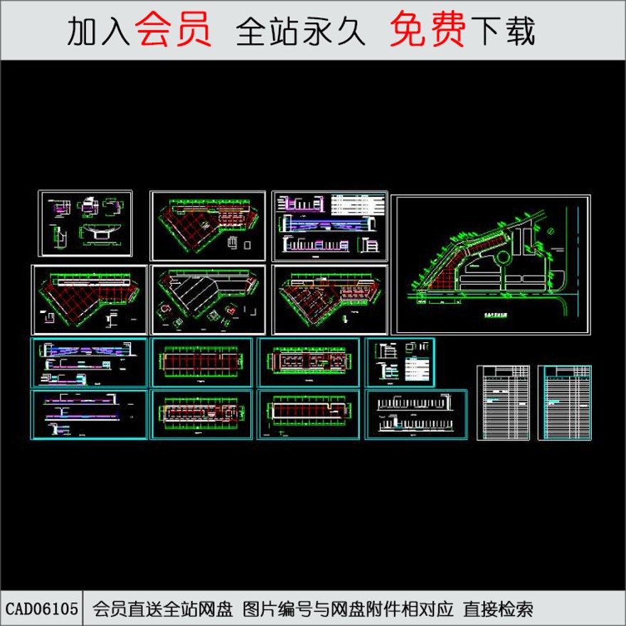 新铺位小商品市场施工-CAD方案平面图/立剖面图/施工图系列