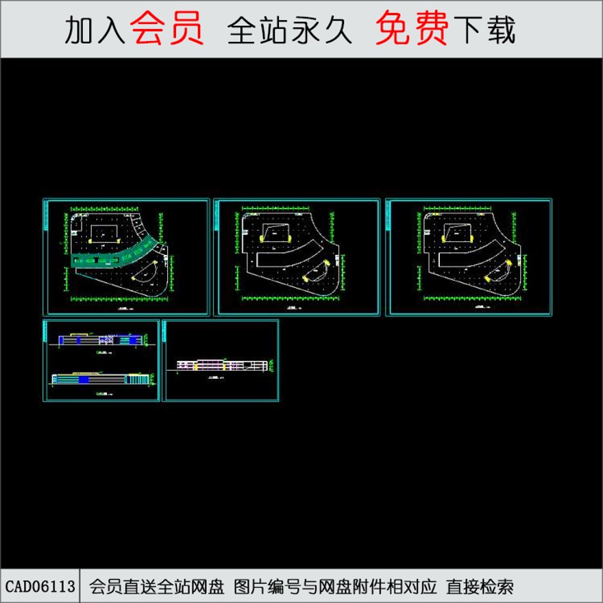 商场建筑平立面方案-CAD方案平面图/立剖面图/施工图系列