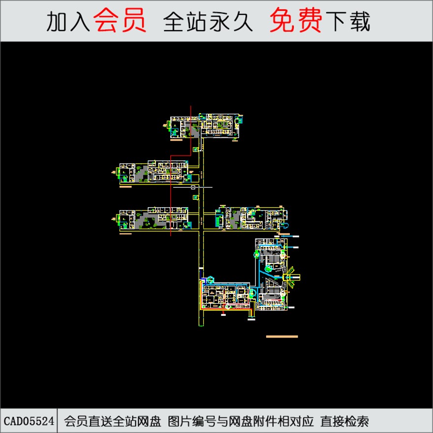 住院楼平面1024.d-CAD方案平面图/立剖面图/施工图系列