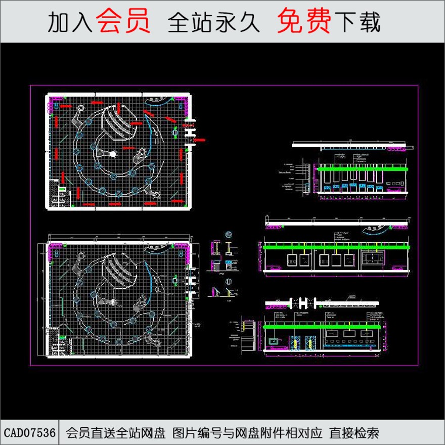 博物馆设计-CAD方案平面图/立剖面图/施工图系列