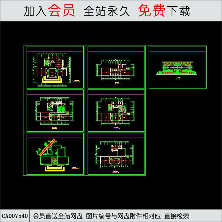 博物馆文化休闲创意馆设计-CAD方案平面图/立剖面图/施工图系列