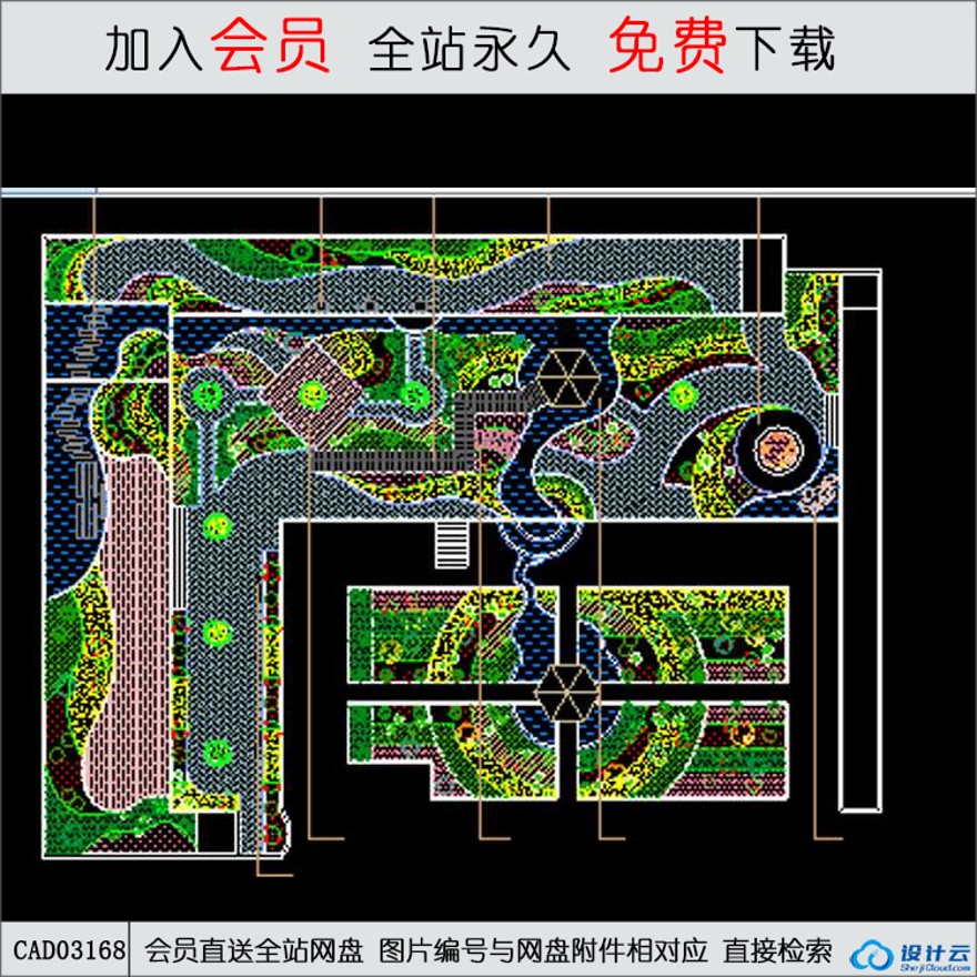 城市规划设计公园景观-CAD方案平面图/立剖面图/施工图系列