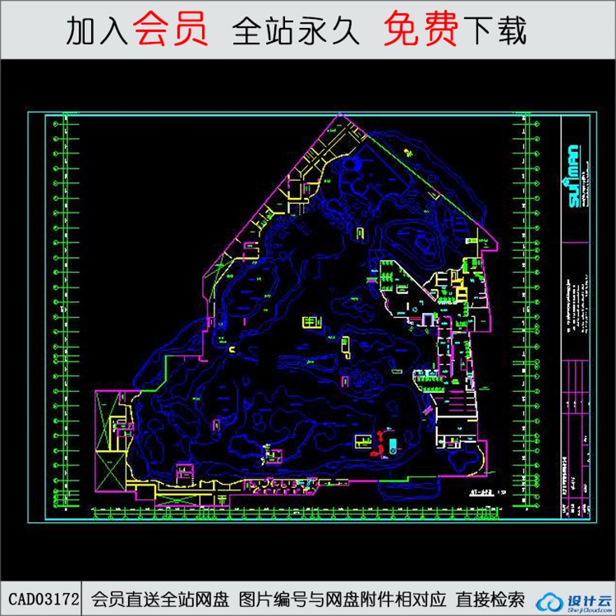 公园景观-CAD方案平面图/立剖面图/施工图系列