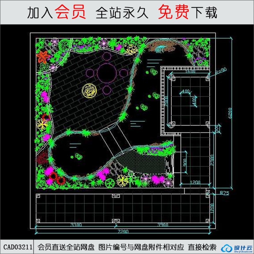 现代风庭院设计，庭院境致设计-CAD方案平面图/立剖面图/施工图系列