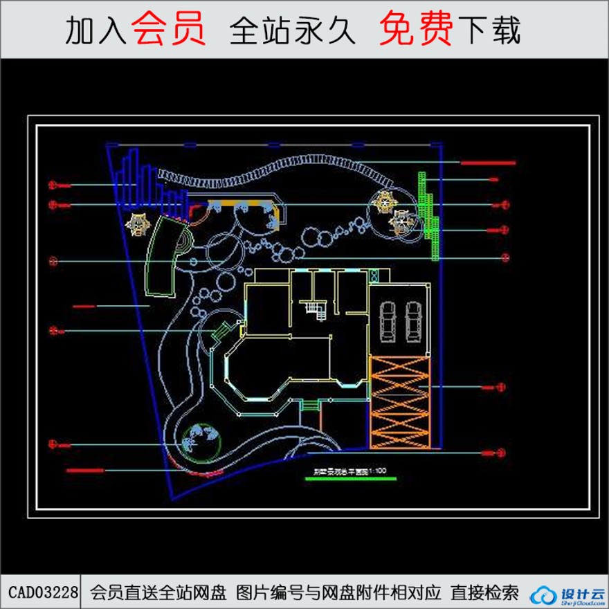 小型商业别墅庭院设计CAD.-CAD方案平面图/立剖面图/施工图系列