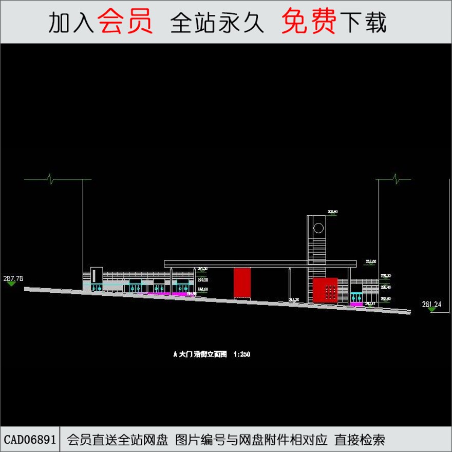 大门11-CAD方案平面图/立剖面图/施工图系列