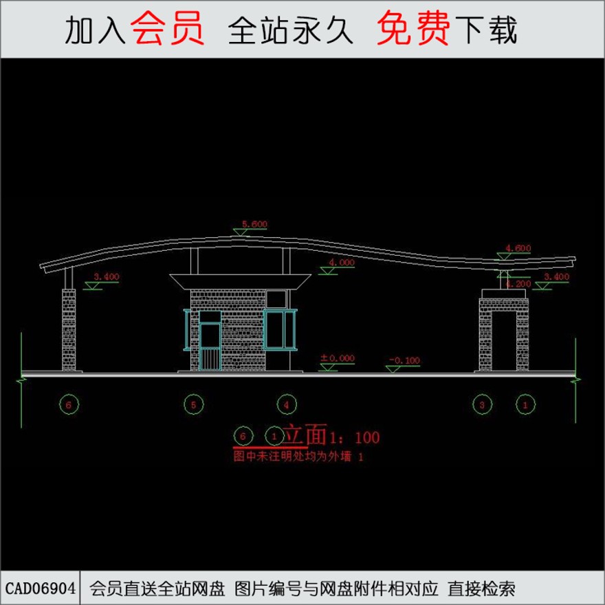 现代风大门-CAD方案平面图/立剖面图/施工图系列