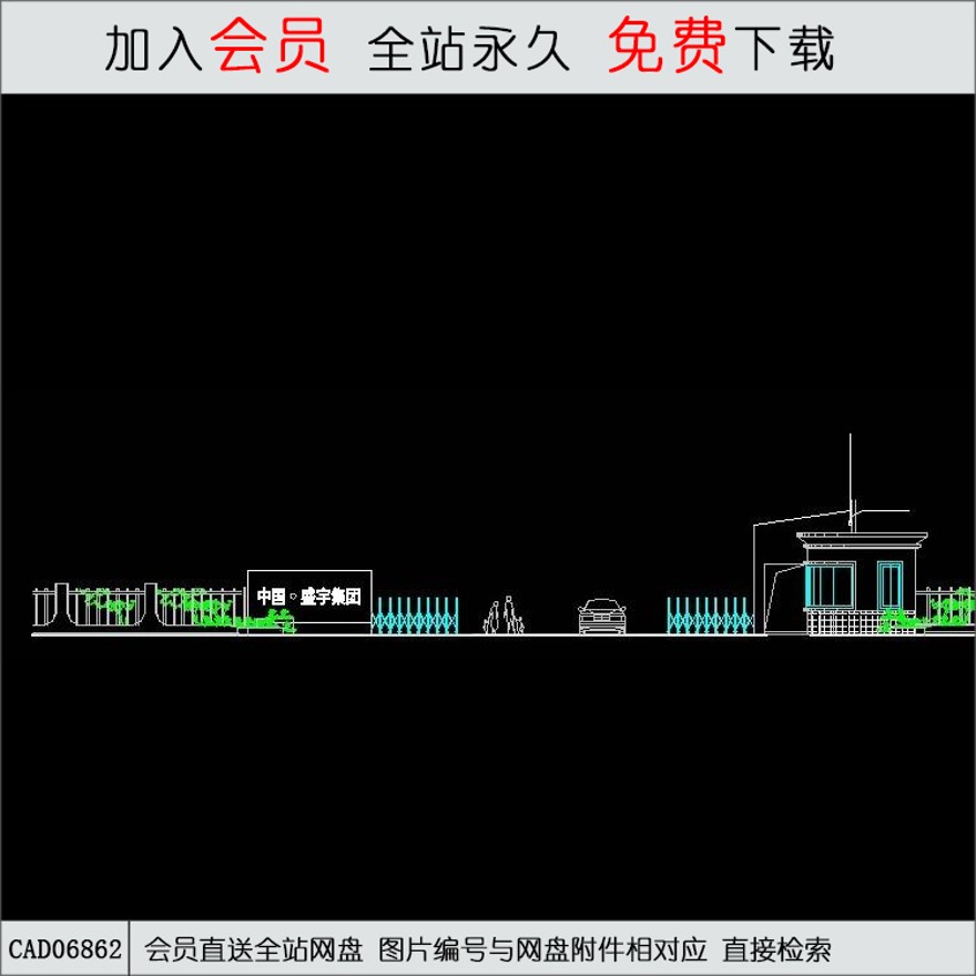 现代风风格大门-CAD方案平面图/立剖面图/施工图系列