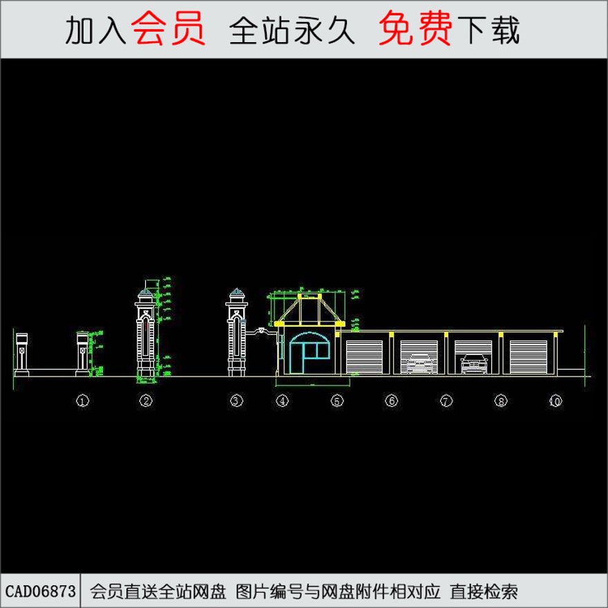 大门2[-CAD方案平面图/立剖面图/施工图系列