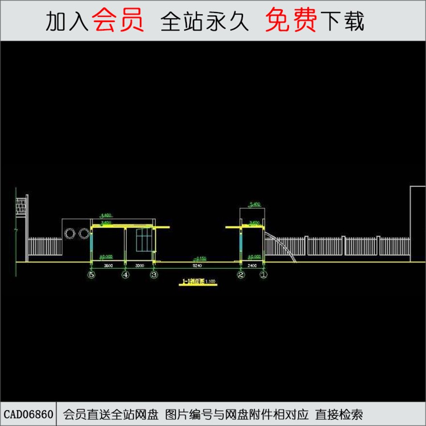 现代风风格大门-CAD方案平面图/立剖面图/施工图系列