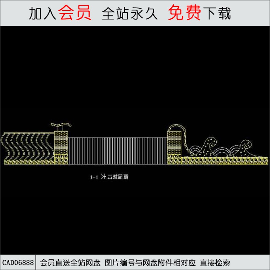 某海洋公园景观大门-CAD方案平面图/立剖面图/施工图系列