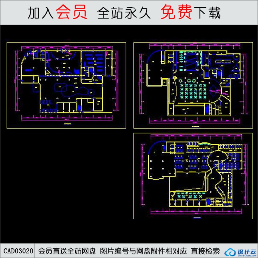 某洗浴中心平面图cad-CAD方案平面图/立剖面图/施工图系列