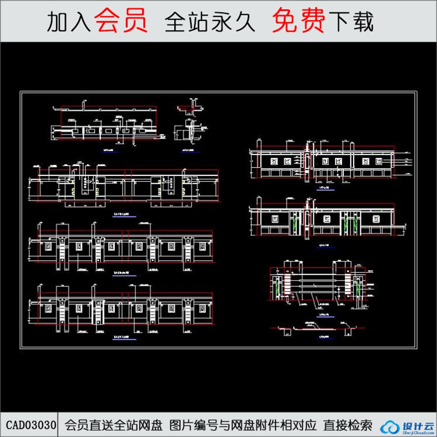 某文体中心桑拿浴场平面图-CAD方案平面图/立剖面图/施工图系列