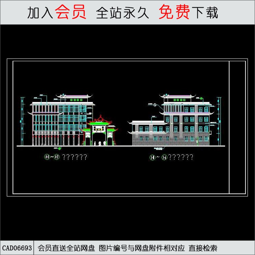 仿古建筑建筑方案图-CAD方案平面图/立剖面图/施工图系列