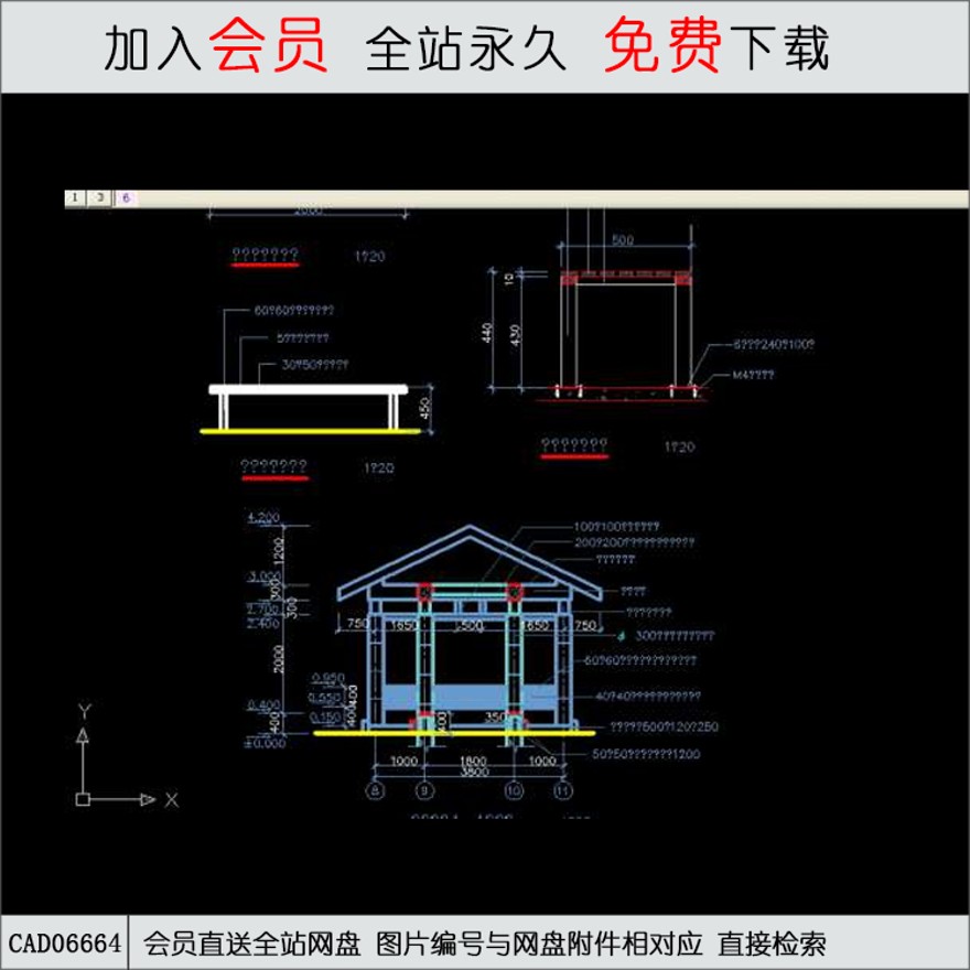 长廊-CAD方案平面图/立剖面图/施工图系列