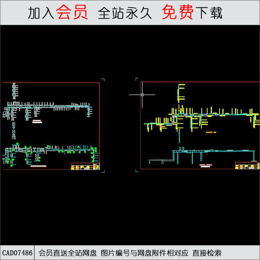 某棉纺厂室外综合管架图-CAD方案平面图/立剖面图/施工图系列