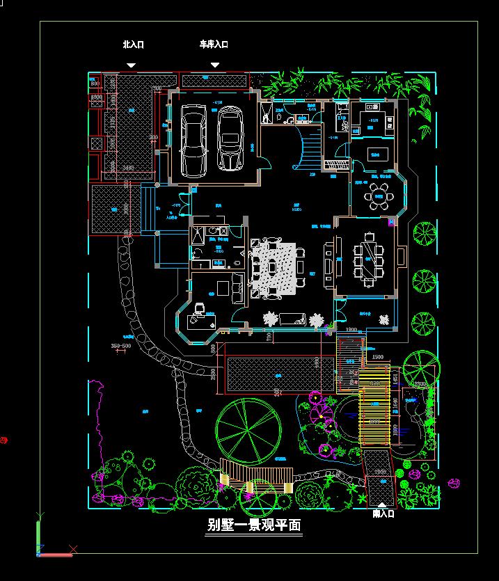 商业别墅庭院景观园林设计绿化植物配置平面图-CAD方案平面图/立剖面图/施工图系列