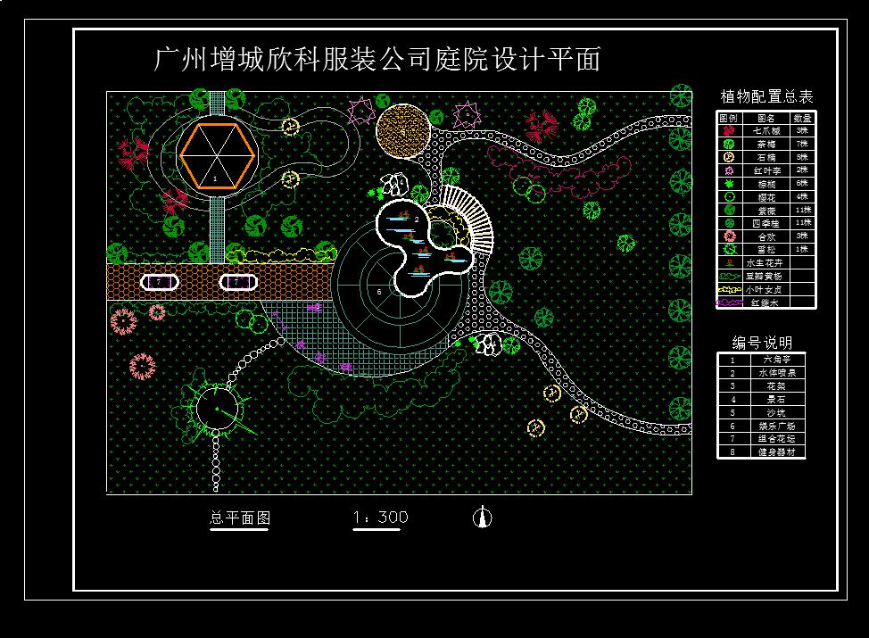 某服装公司庭院设计平面图-CAD方案平面图/立剖面图/施工图系列