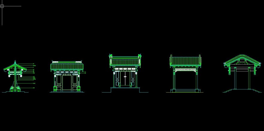 古建－牌坊-CAD方案平面图/立剖面图/施工图系列