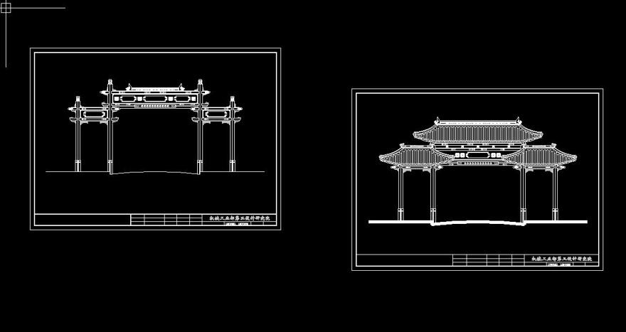 牌坊-CAD方案平面图/立剖面图/施工图系列