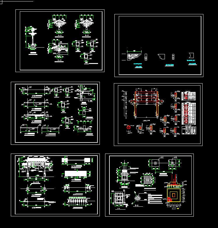 牌坊施工图1-CAD方案平面图/立剖面图/施工图系列