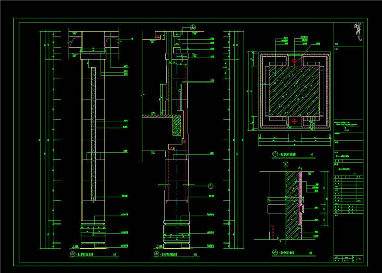 大堂吧装饰柱详图-CAD方案平面图/立剖面图/施工图系列