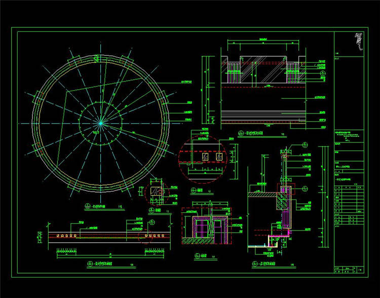 大堂环形栏杆详图-CAD方案平面图/立剖面图/施工图系列