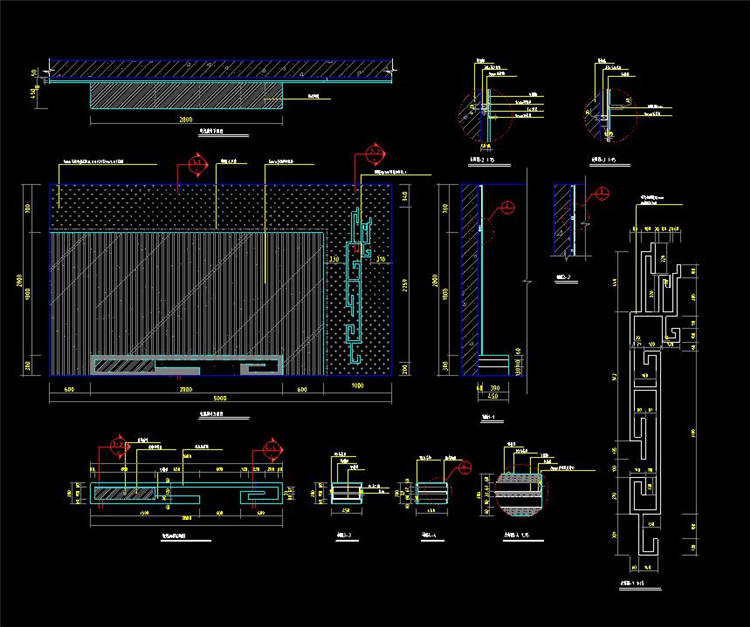 电视背景详图-CAD方案平面图/立剖面图/施工图系列