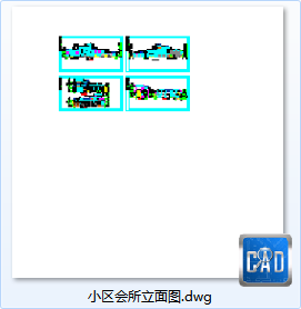 小区会所立面图-CAD方案平面图/立剖面图/施工图系列