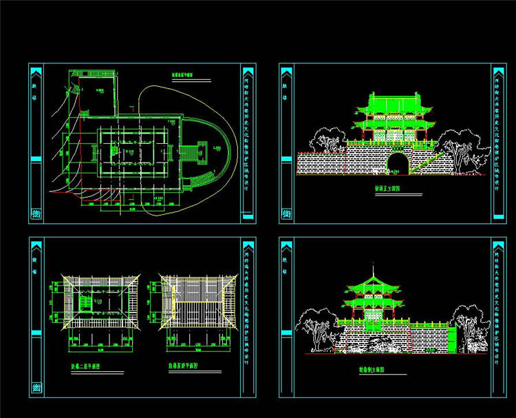 鼓楼设计方案-CAD方案平面图/立剖面图/施工图系列
