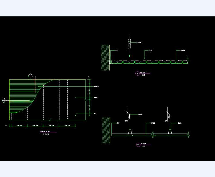 金属扣板吊顶-CAD方案平面图/立剖面图/施工图系列