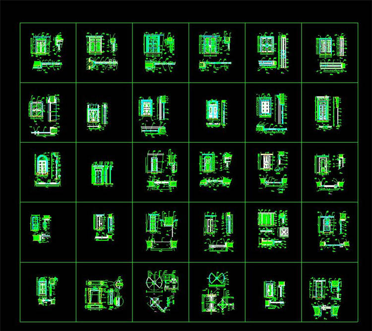 经典门详图大样集锦-CAD方案平面图/立剖面图/施工图系列