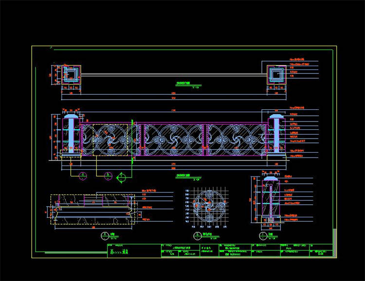酒店栏杆扶手详图-CAD方案平面图/立剖面图/施工图系列